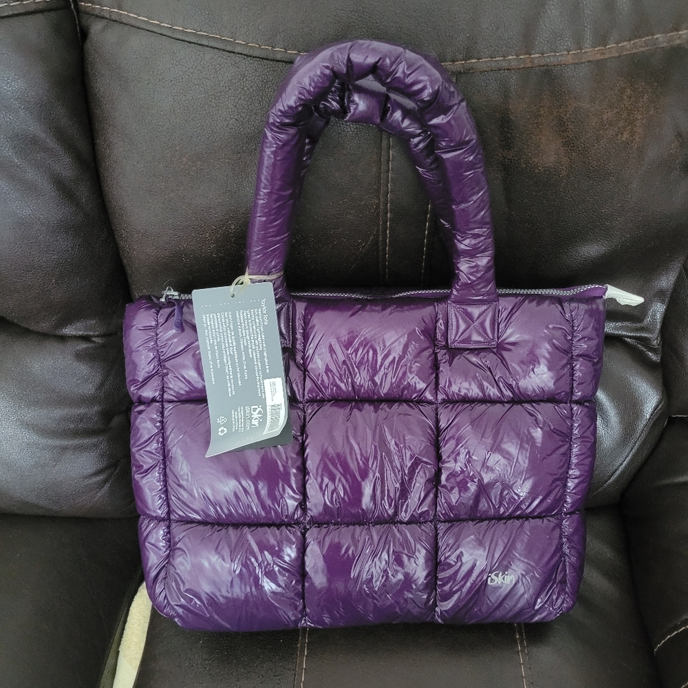 ISKIN TAYLOR TOTE PUFFER BAG NEW WITH TAGS SHINY PURPLE